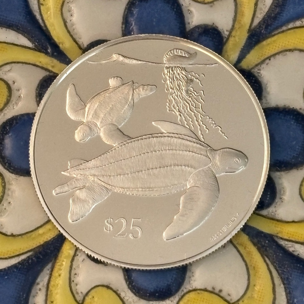 British Virgin Islands Sea Turtles & Man-O-War Jelly Fish Rare 1993 Coin